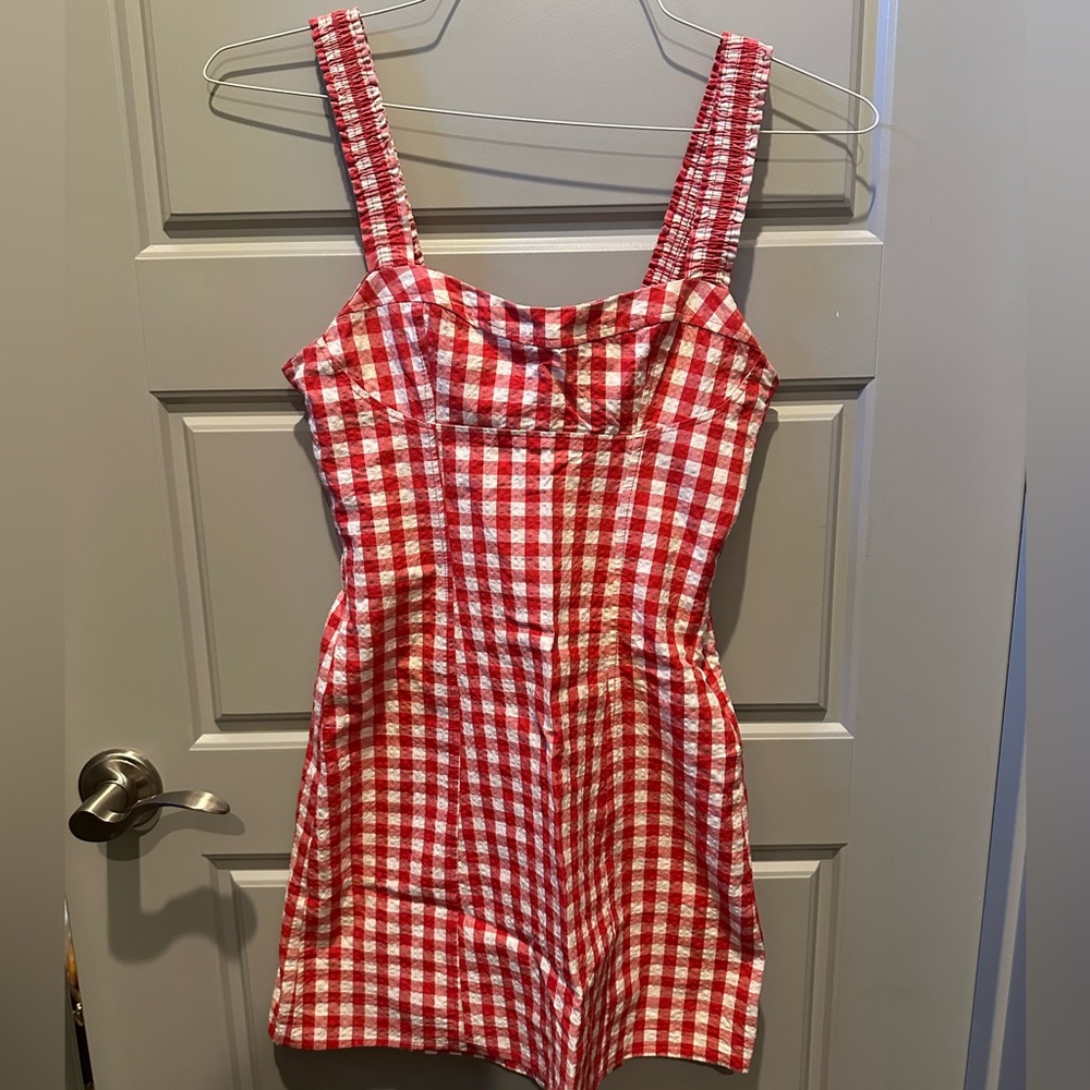 Zara Corset Gingham red dress
